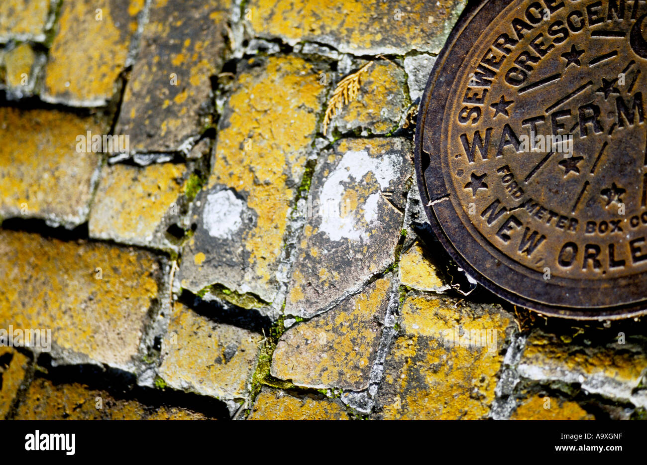 Antique New Orleans Sewerage and Water Board pipe covering Stock Photo