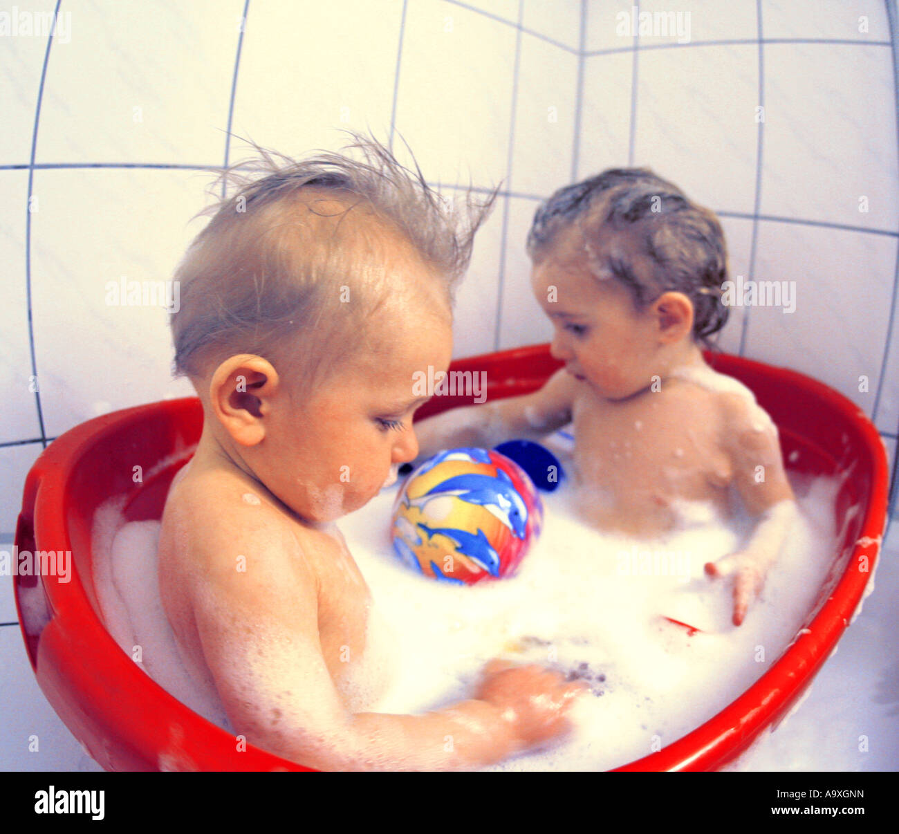 two boys in the bathtub Stock Photo Alamy