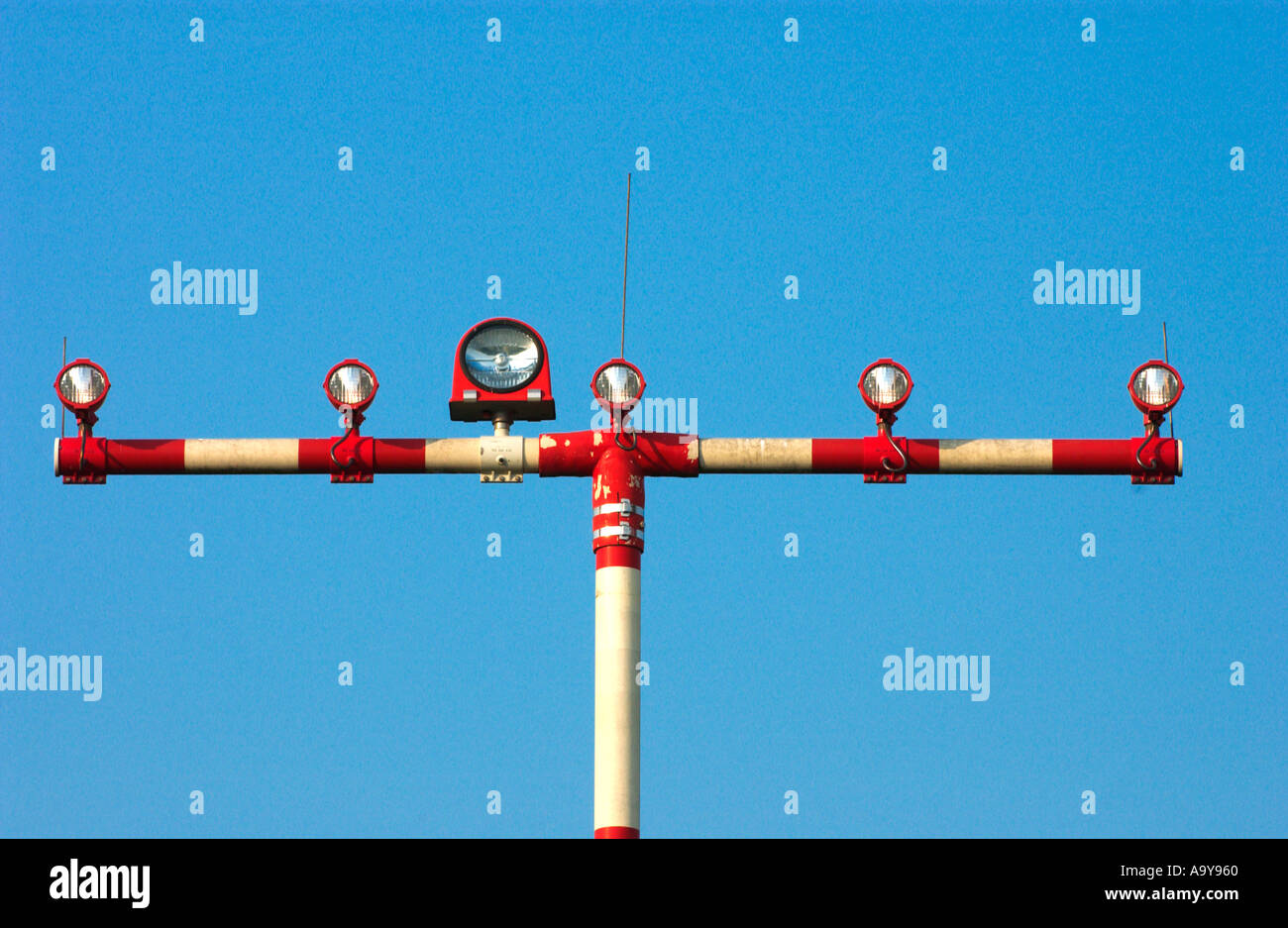 approach lighting system at airport Stock Photo Alamy