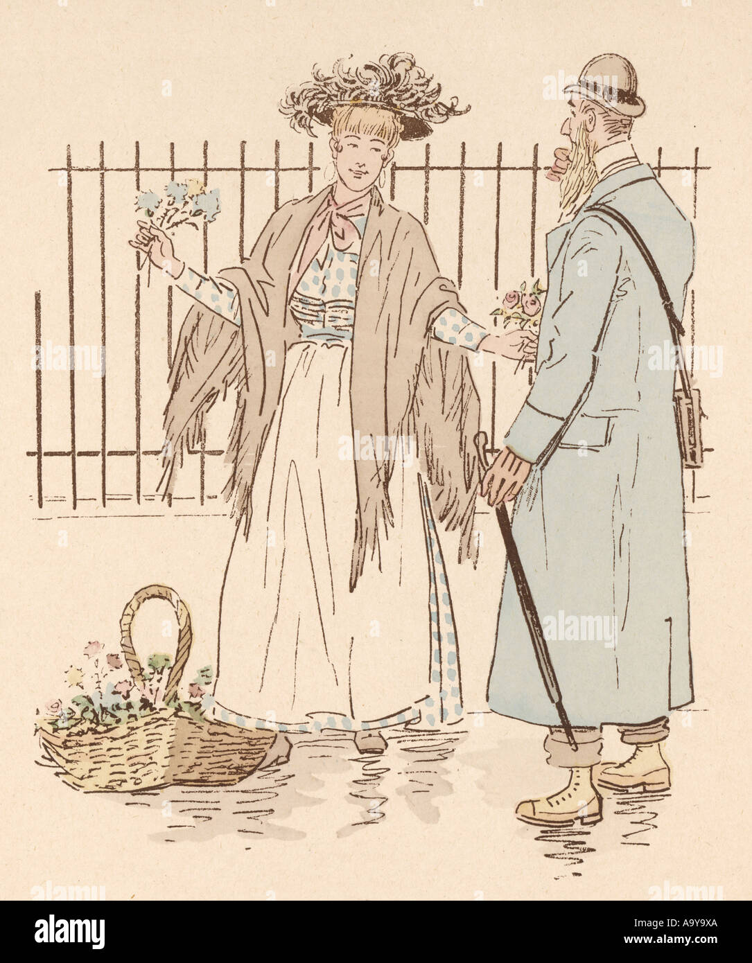 London Flower Girl 1890 Stock Photo Alamy