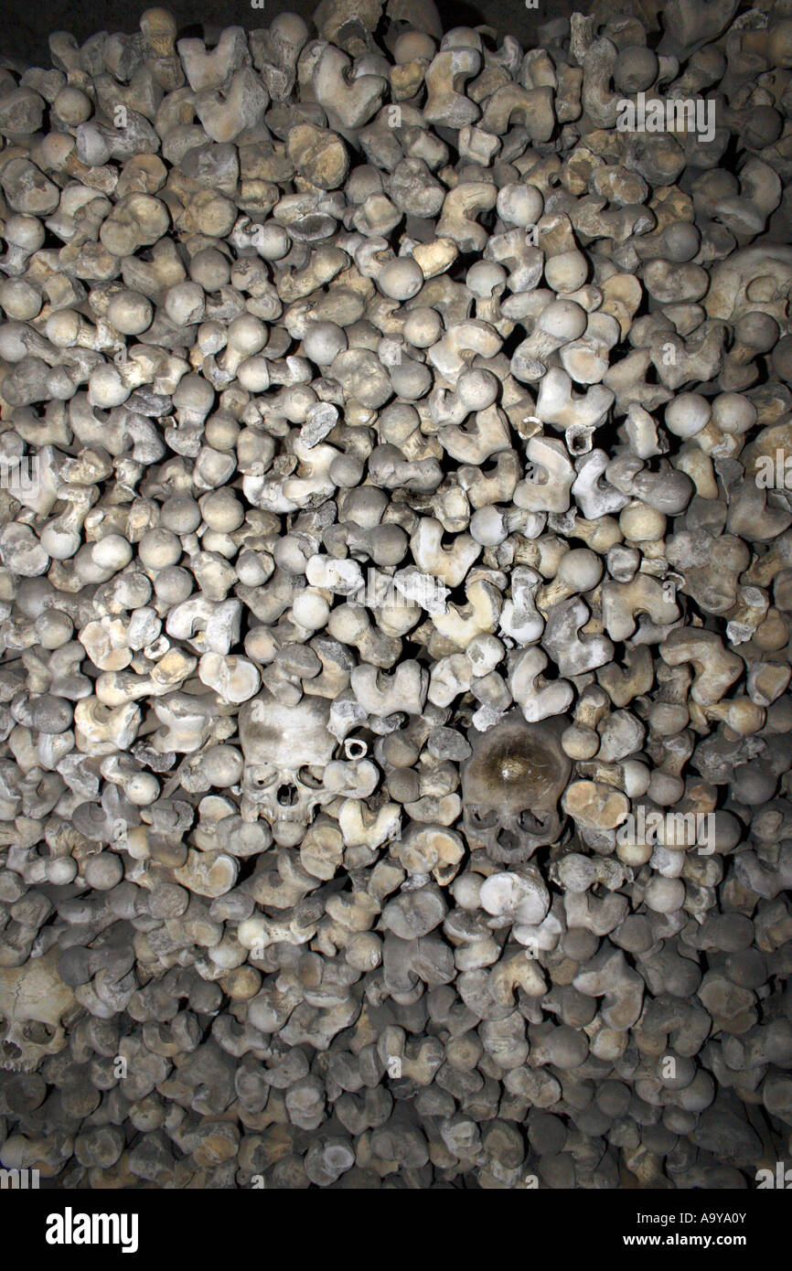 Human bones in the Ossuary Crypt, St Leonard's church, Hythe, Kent, England. Stock Photo