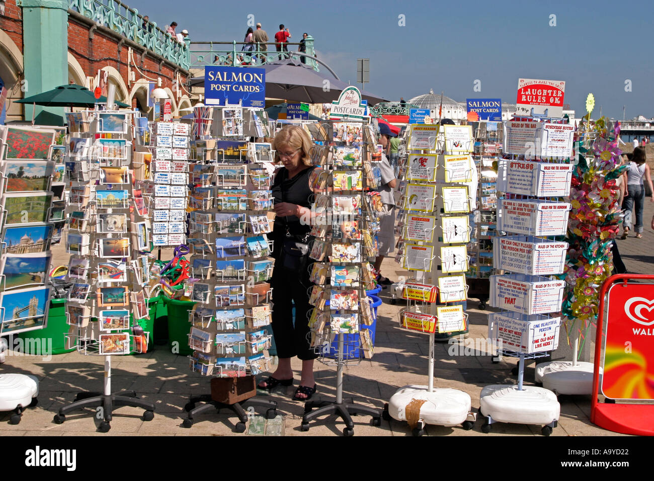 Seaside postcards for sale on promenade. Brighton, England Stock Photo