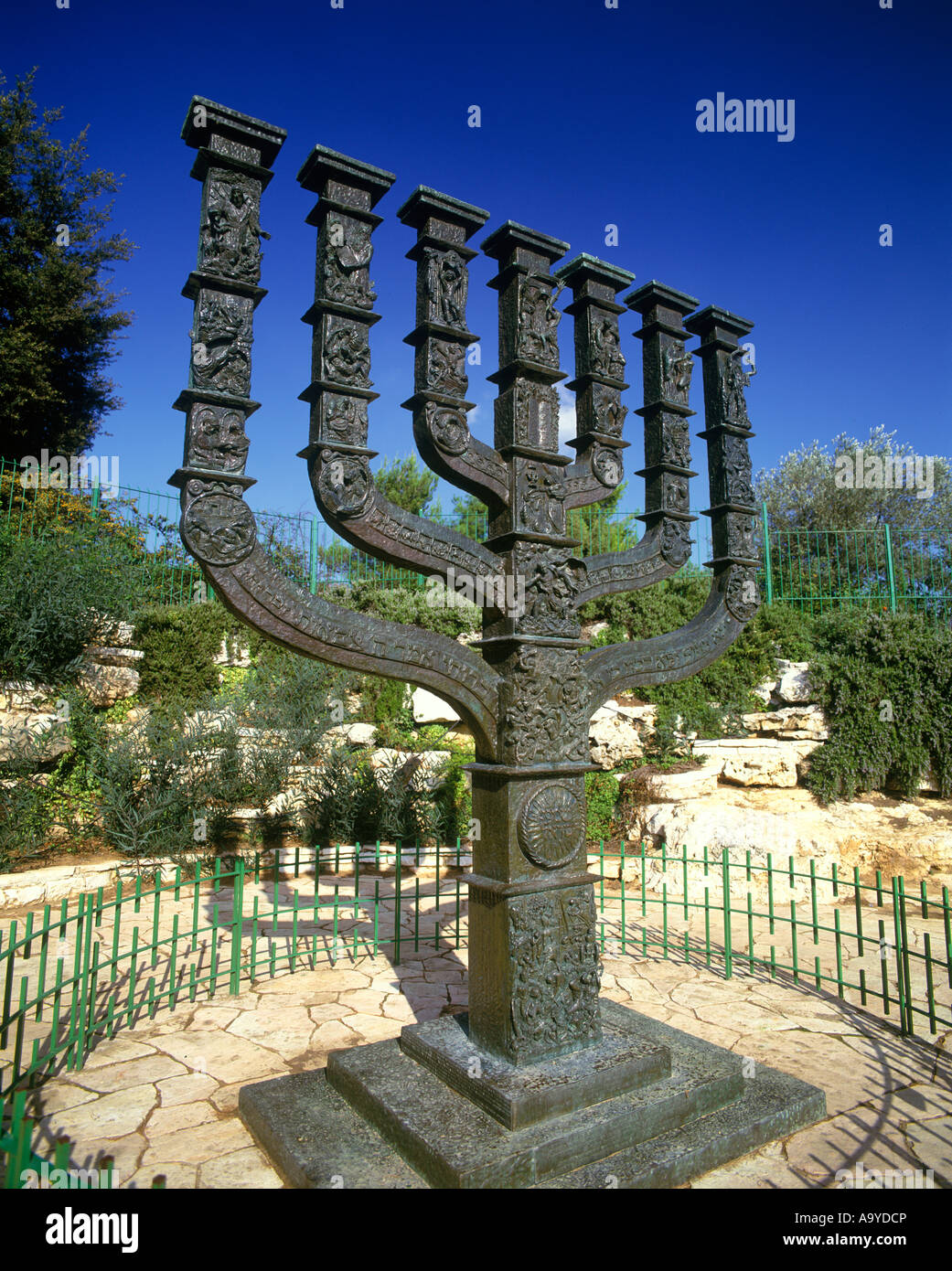 GIANT JEWISH MENORAH KNESSET BUILDING GROUNDS JERUSALEM ISRAEL Stock
