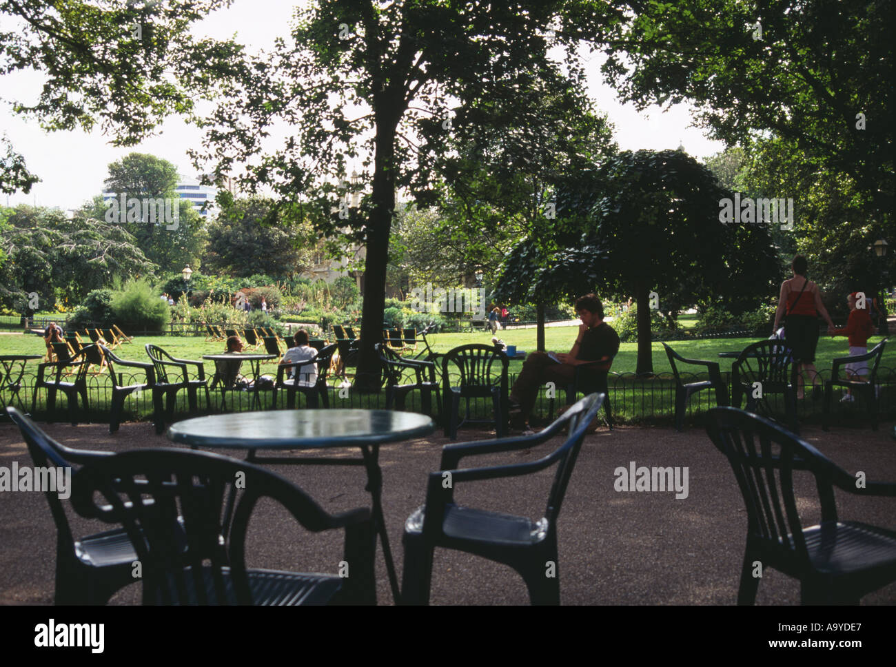 The Pavilion Gardens cafe overlooking the lawns at the rear of Brighton Pavilion East Sussex