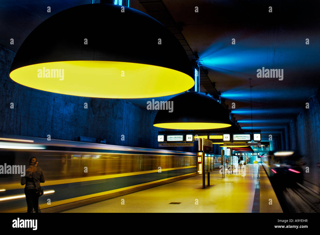 Underground railway station, Westfriedhof, Munich, Bavaria, Germany Stock Photo