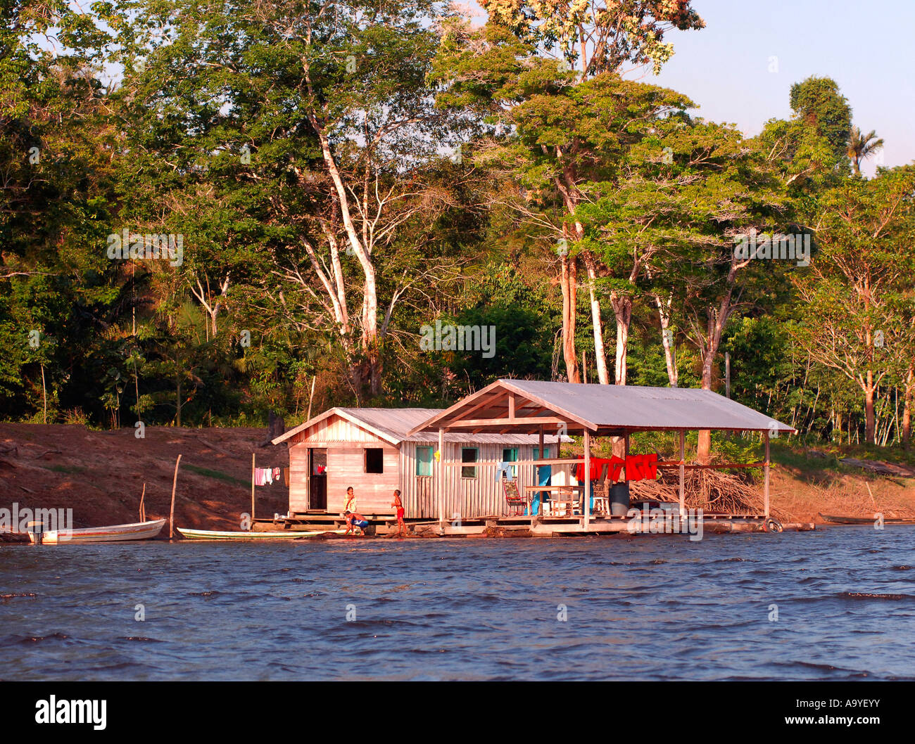 Settlement at the Rio Negro, Amazon river basin, Brazil Stock Photo - Alamy