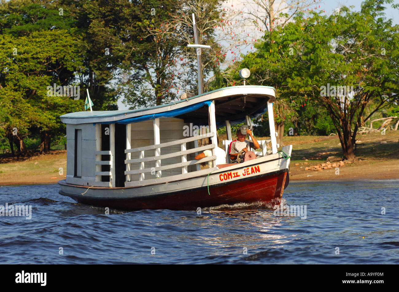 Paquet boat on the Rio Negro river, Amazon river bassin, Brazil Stock Photo