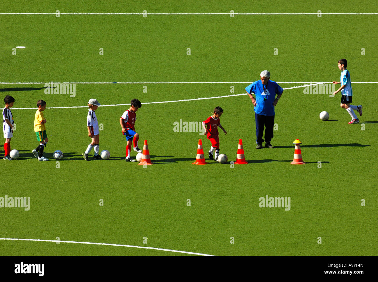 Soccer training for young talents Stock Photo