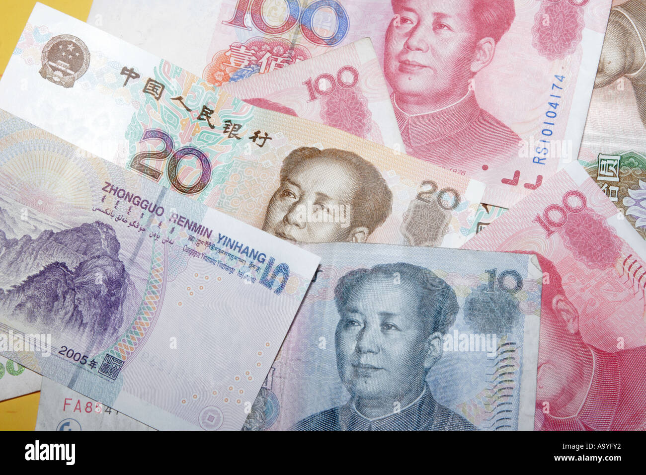 Various denominations of Chinese Currency Stock Photo Alamy