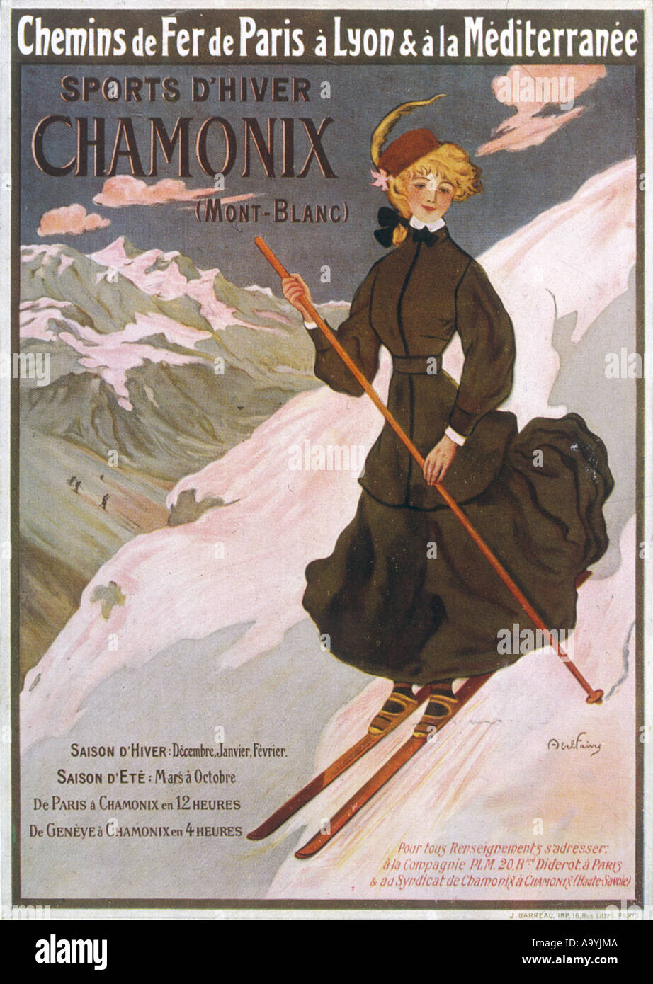 Ad For Chamonix Skiing Stock Photo