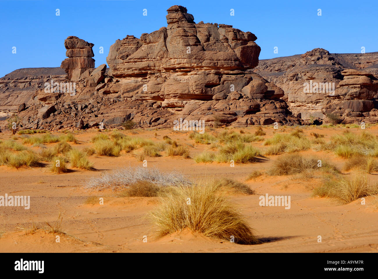 Desert landscape, Acacus Mountains, Libya Stock Photo
