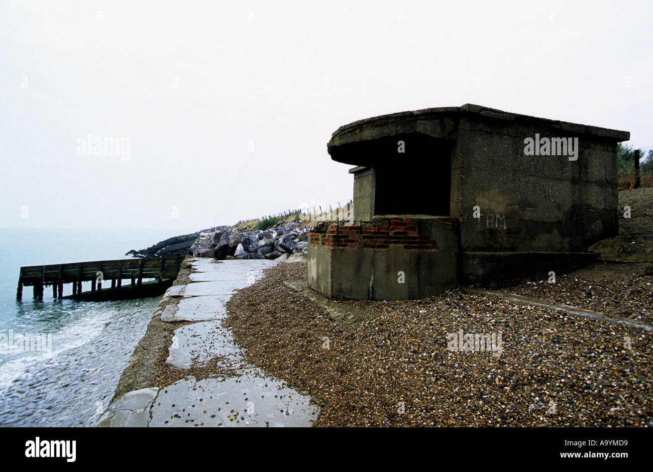 Second World War bunker, (now lost to coastal erosion) East Lane Bawdsey, Suffolk, UK. Stock Photo