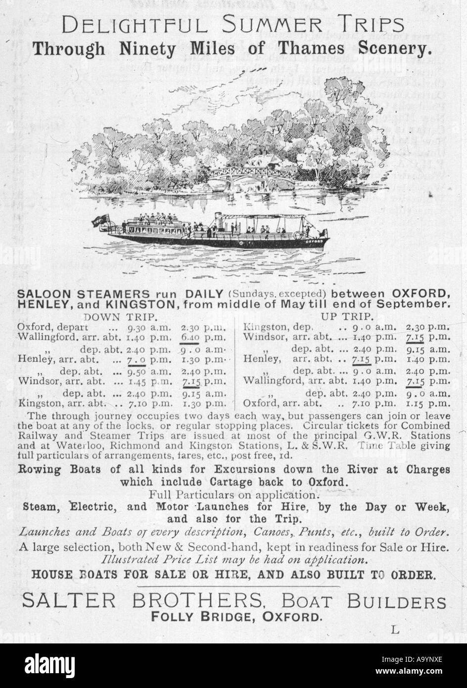 Thames Steamer Timetable Stock Photo Alamy