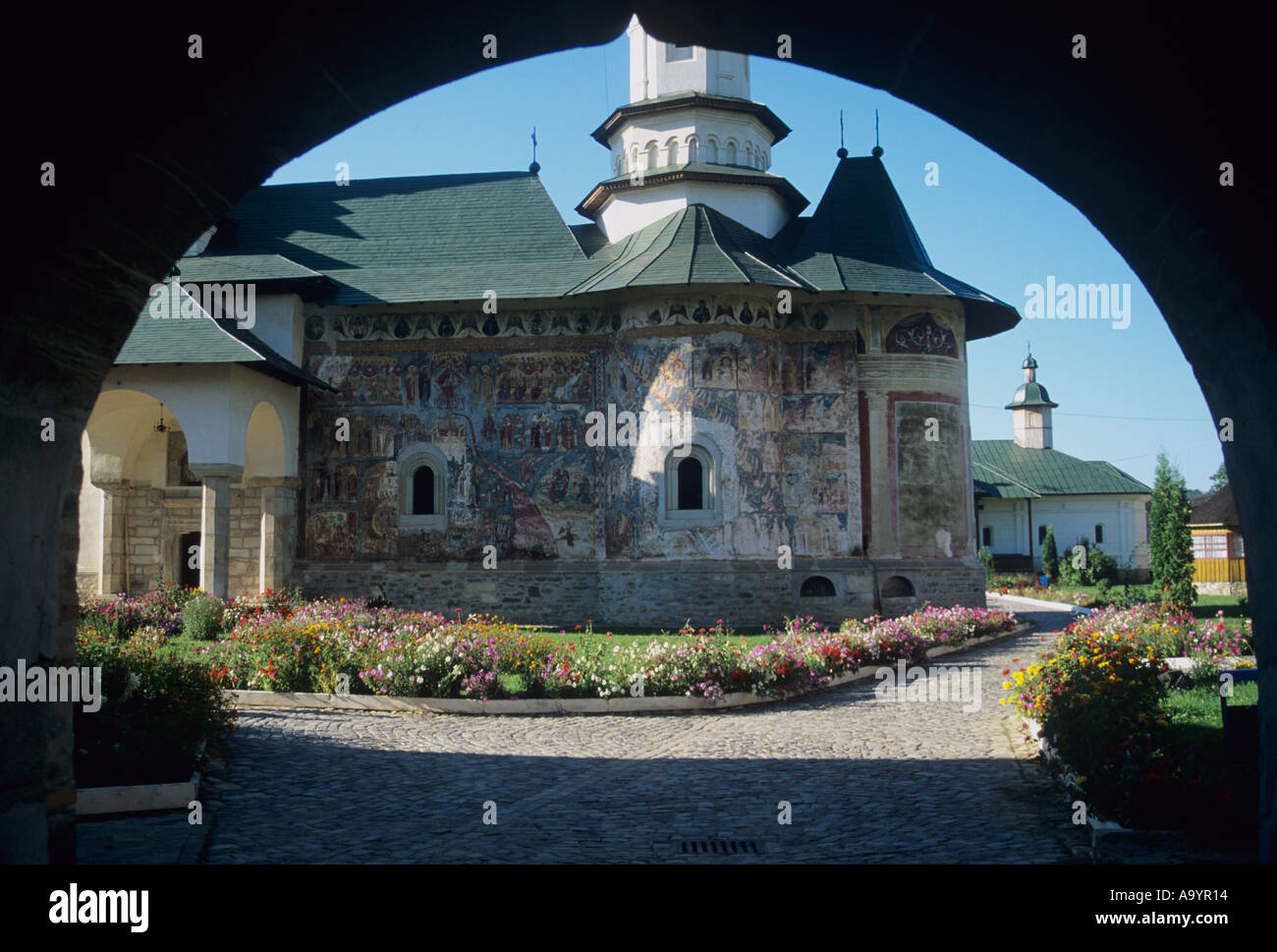 The painted monastery of Rasca in a valley of the same name in Southern ...