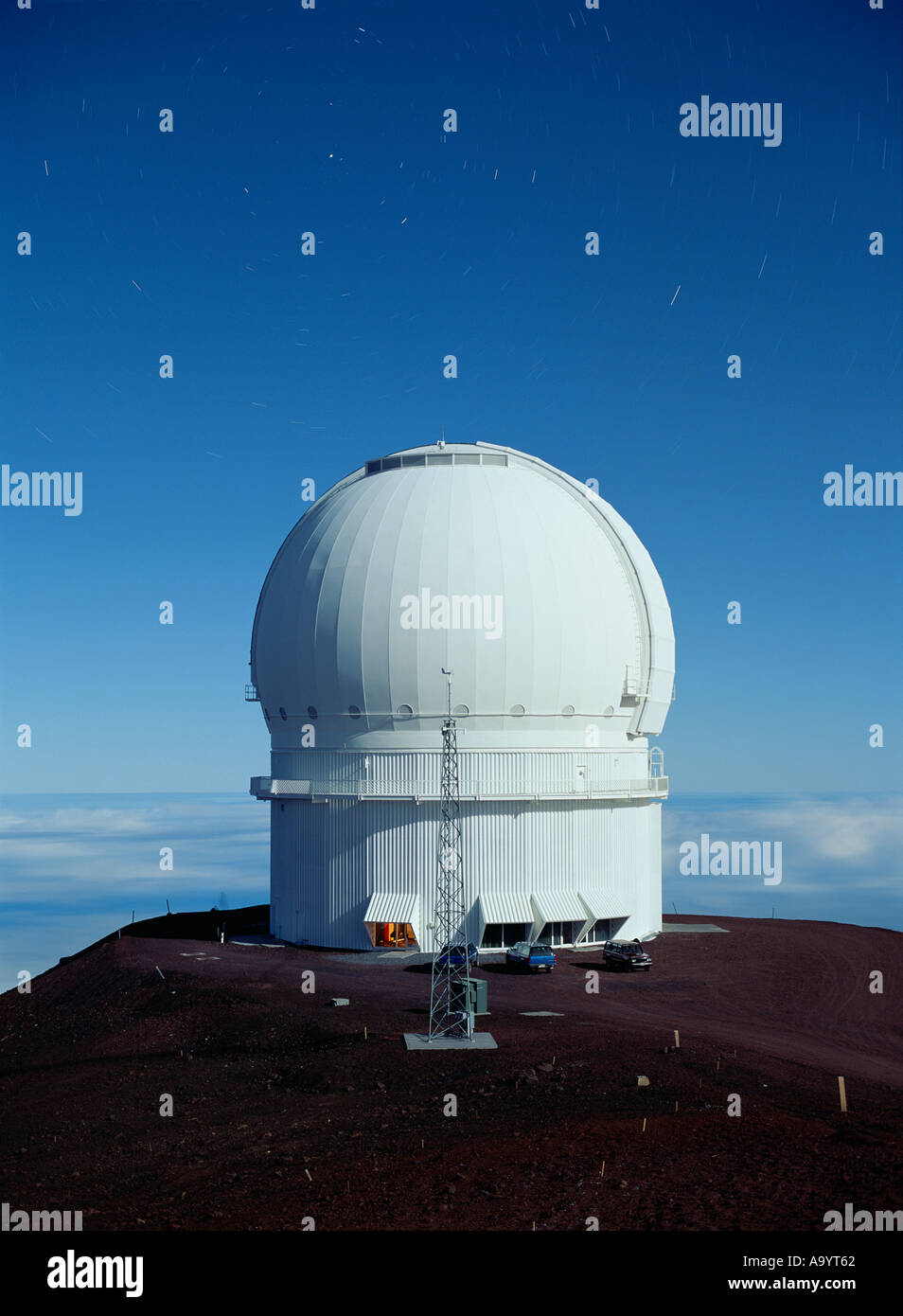 Canada France Hawaii Telescope in the light of the Full moon Mauna Kea