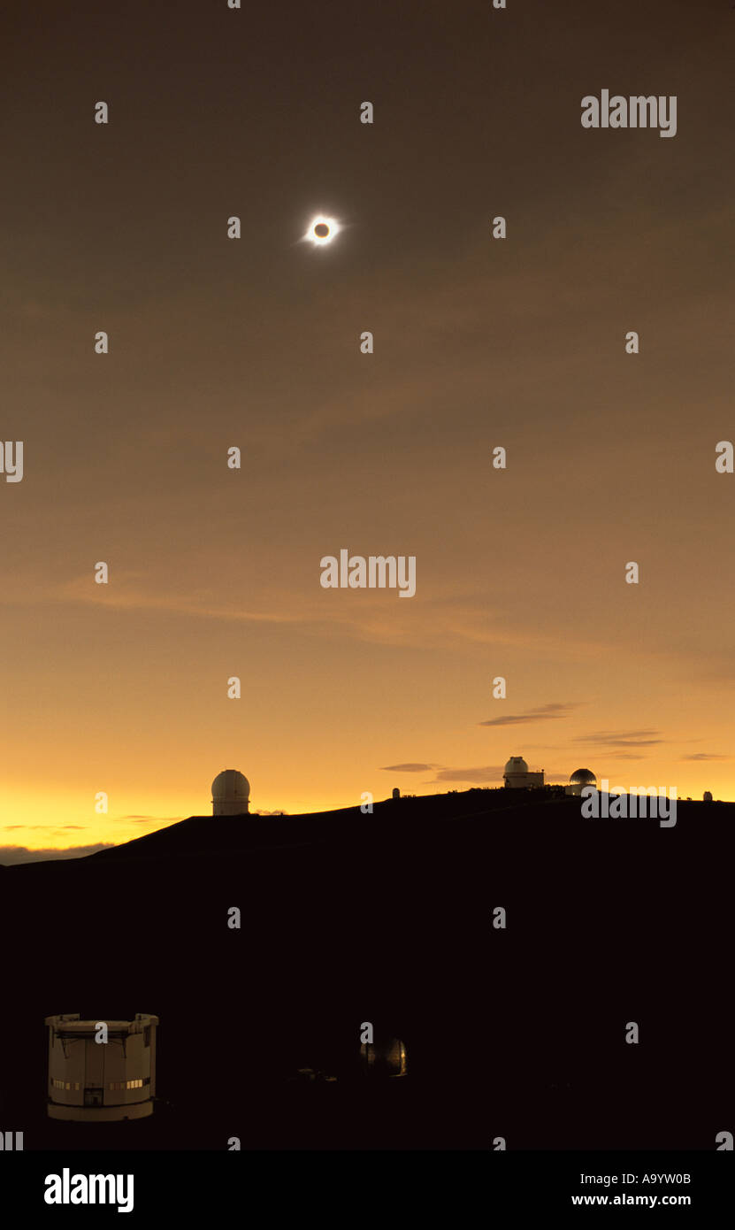 Total solar eclipse in 1991 seen from Mauna Kea Observatory Hawaii