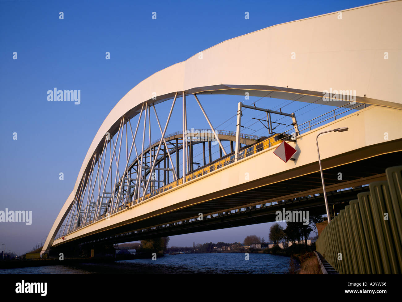 The Werkspoorbrug railway bridge crossing the Amsterdam Rijnkanal at Utrecht Holland Stock Photo