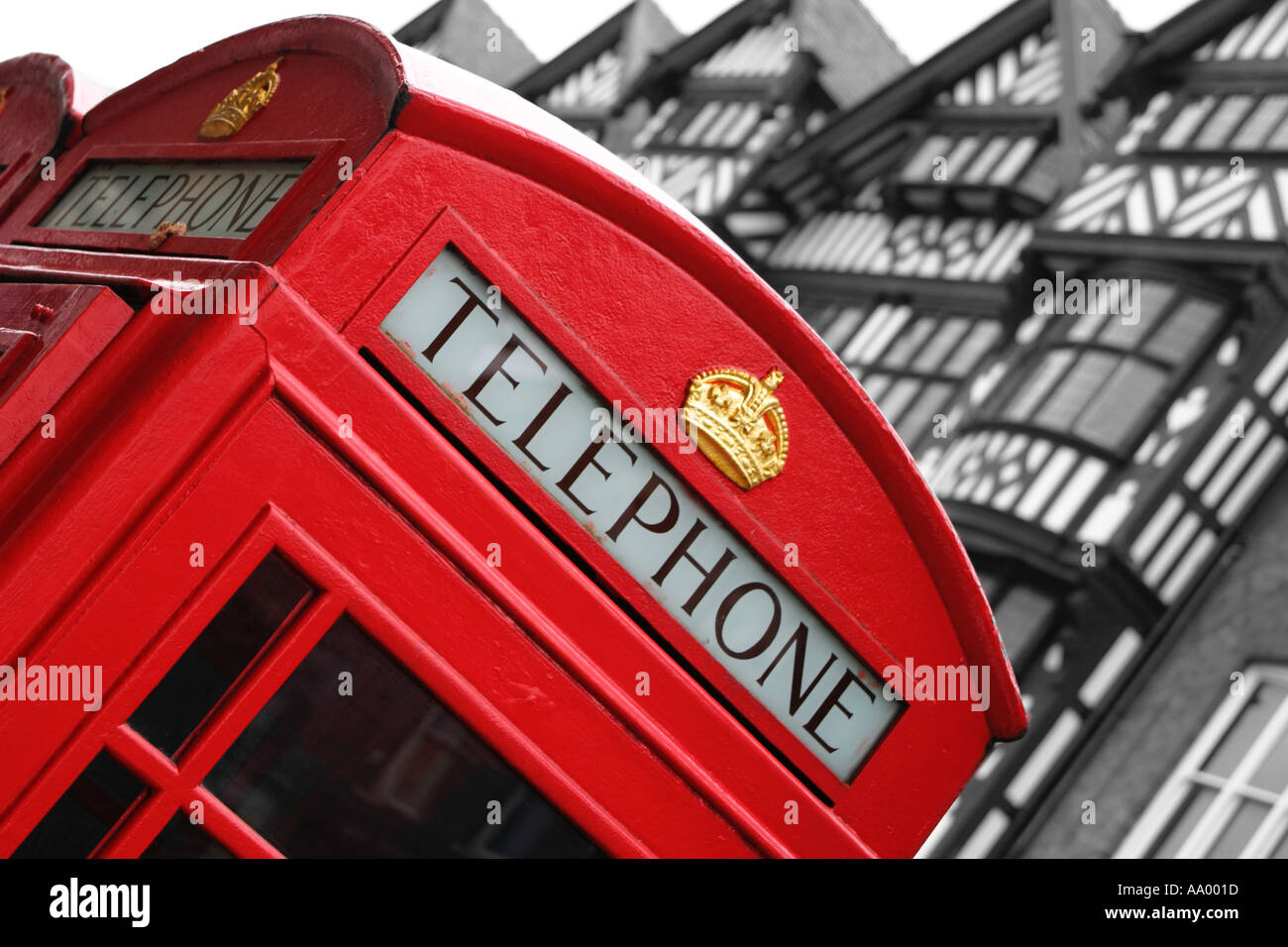 RED TELEPHONE BOX CITY OF CHESTER Stock Photo