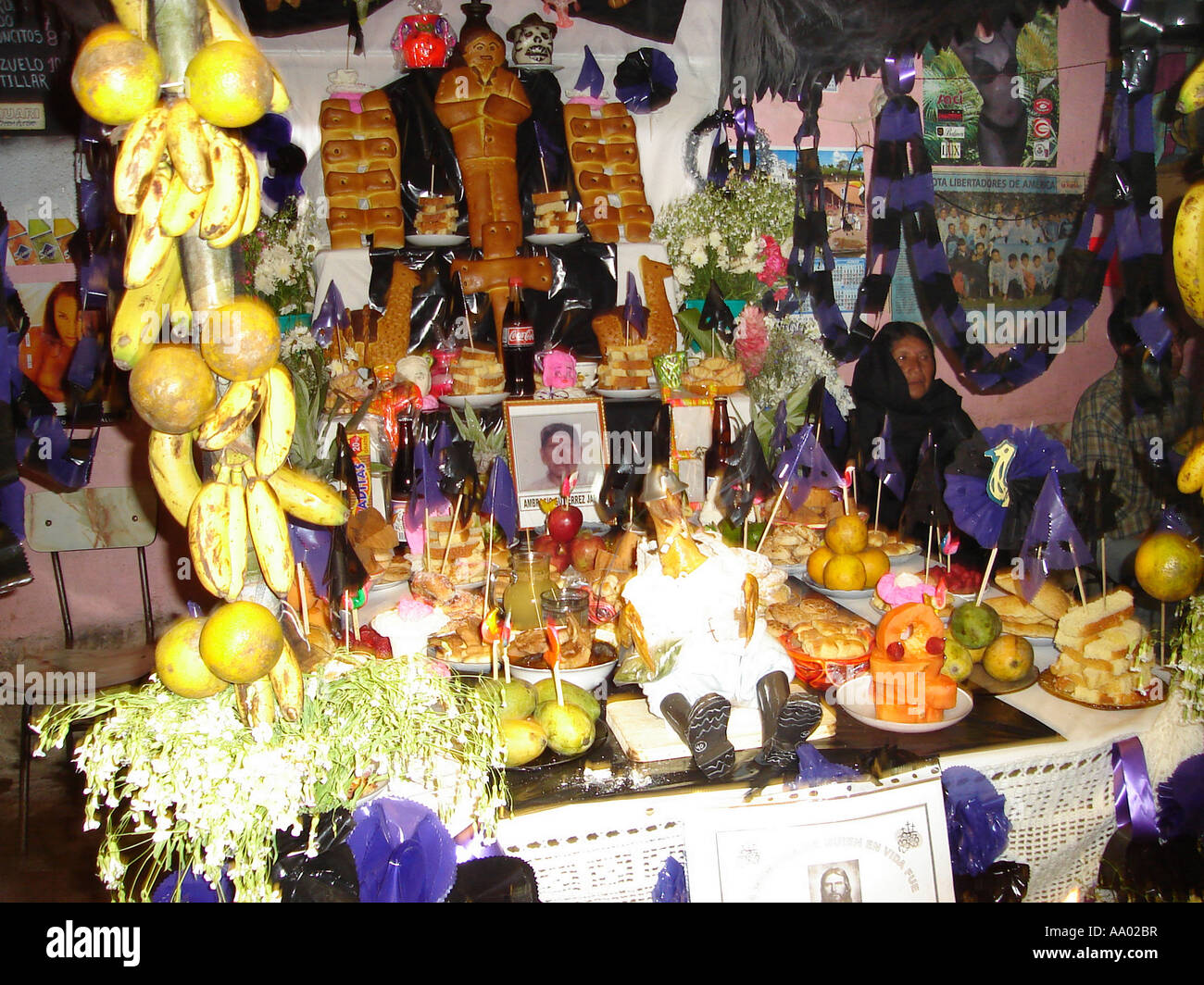 A family shrine specially built for todos Santos, all Saints, in Llallagua, Potosi, Bolivia Stock Photo