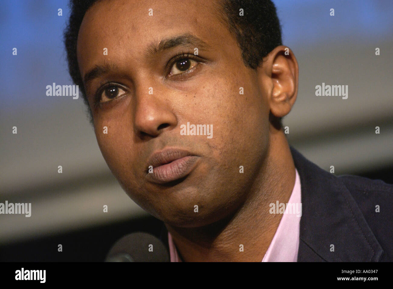 Somali born British broadcast journalist and author Rageh Omaar pictured at Hay Festival 2003 Hay on Wye Powys Wales UK Stock Photo