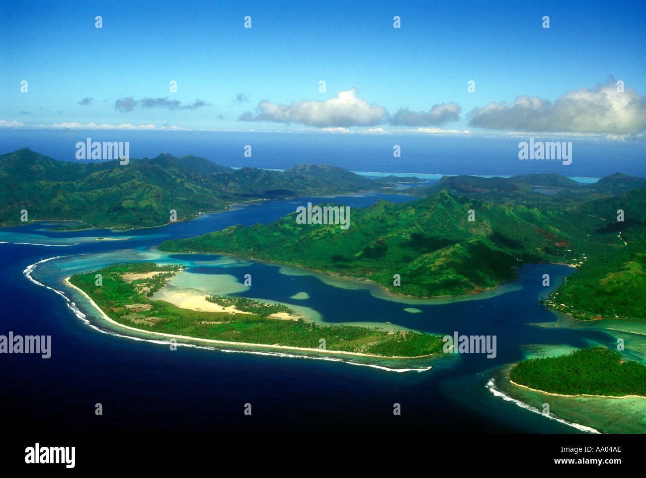 Aerial view of Huahine Tahiti Polynesia Stock Photo