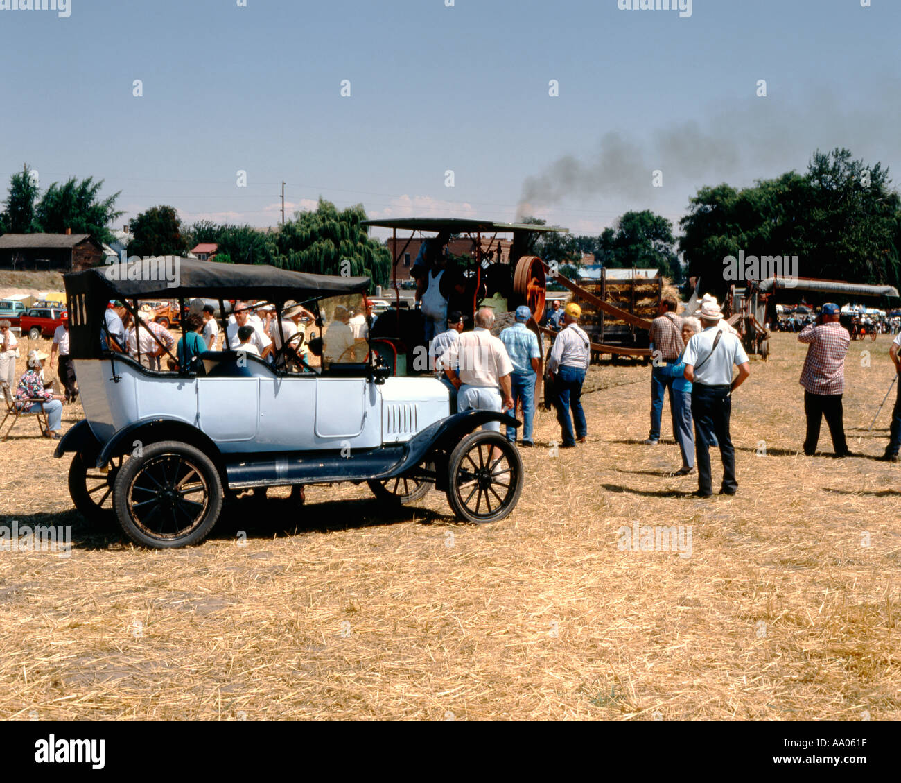 A restored old car parked at the Old Time Threshing Bee in Dufur Oregon