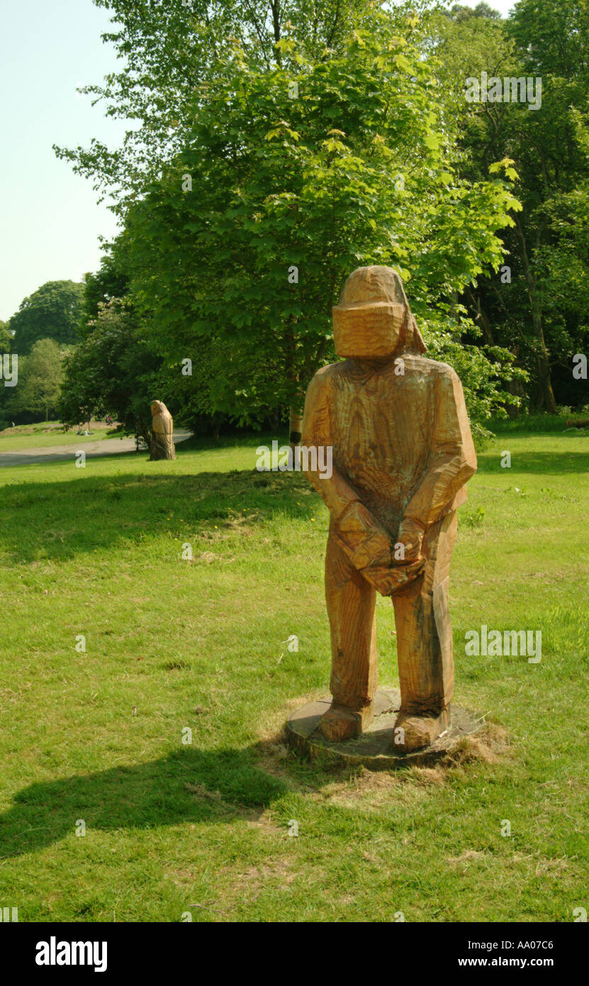 Sculptures in wood at Avondale House Rathdrum Co Wicklow Ireland the birthplace of Charles Stewart Parnell  Stock Photo