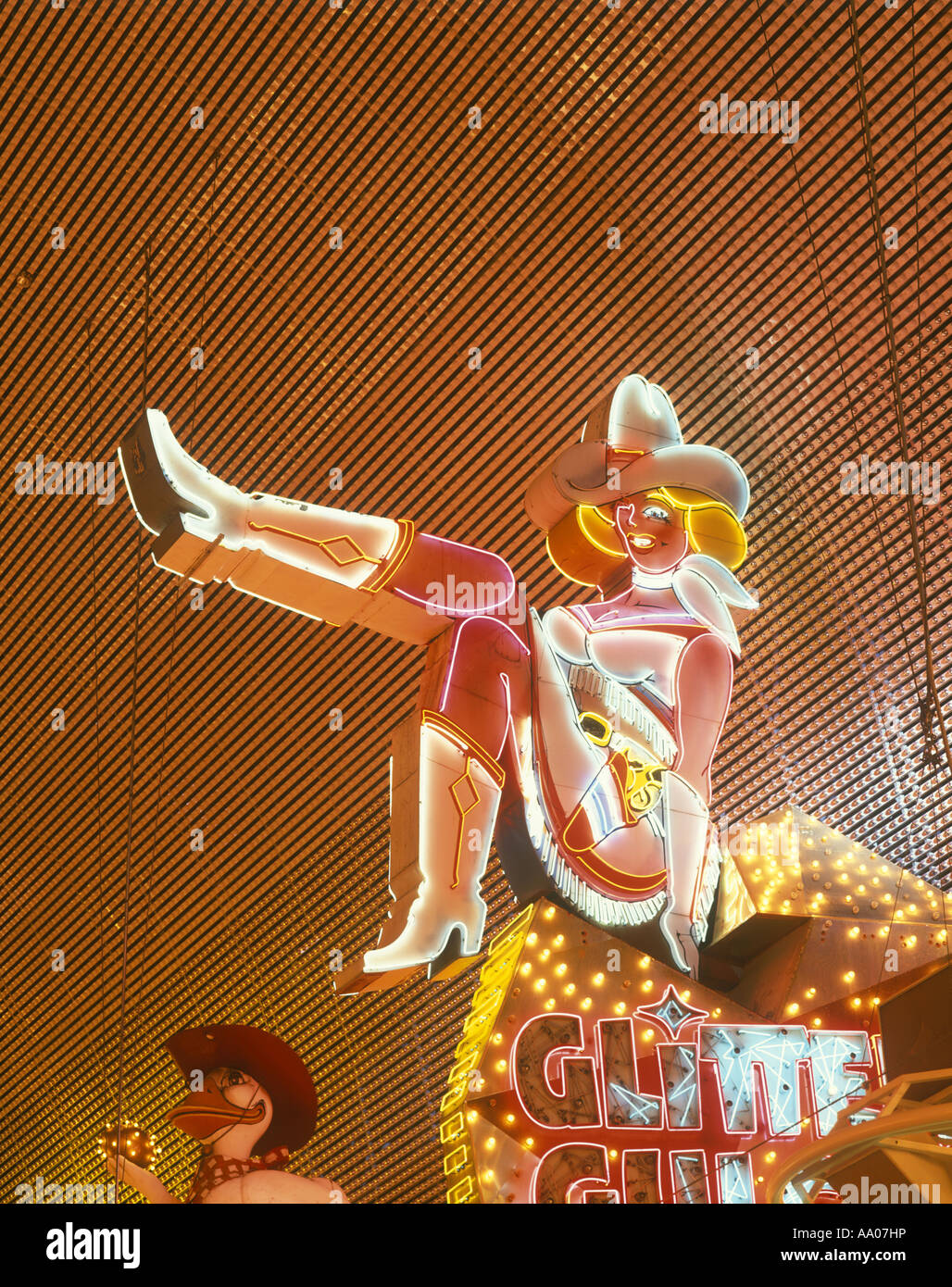 GLITTER GULCH NEON SIGN FREMONT STREET LAS VEGAS NEVADA USA Stock Photo