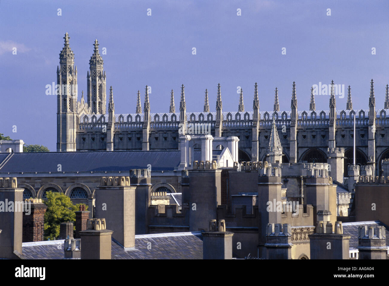 Cambridge skyline towards Kings College Stock Photo