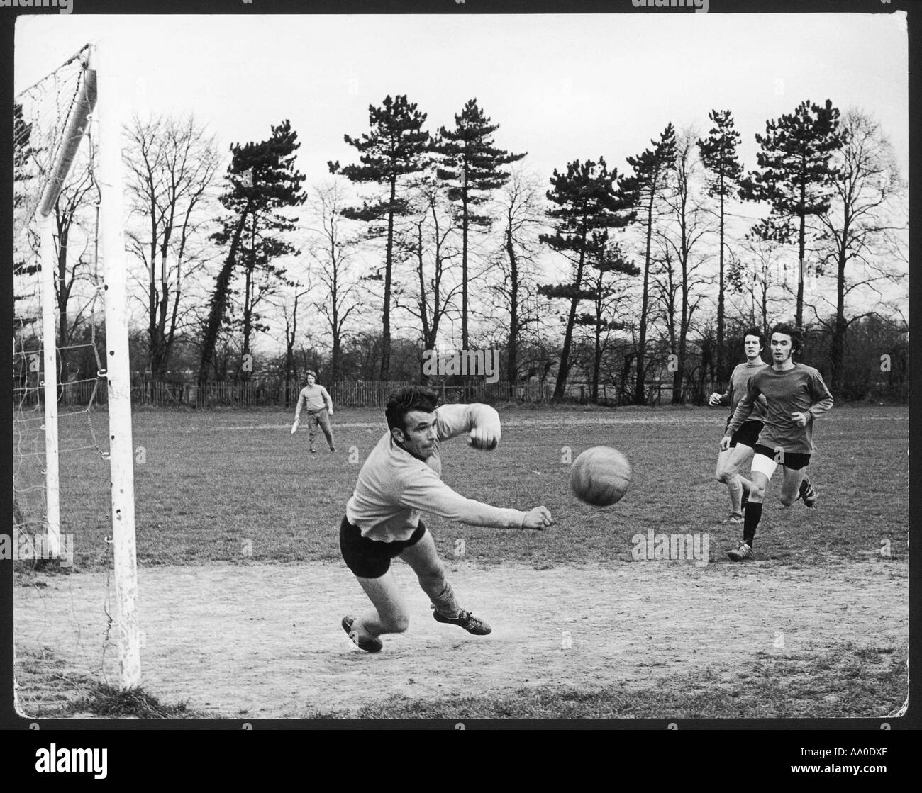 Soccer Goalie Diving Stock Photo