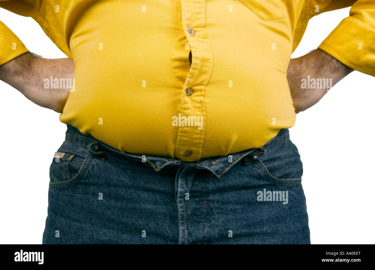 Fat man stomach / beer belly Stock Photo