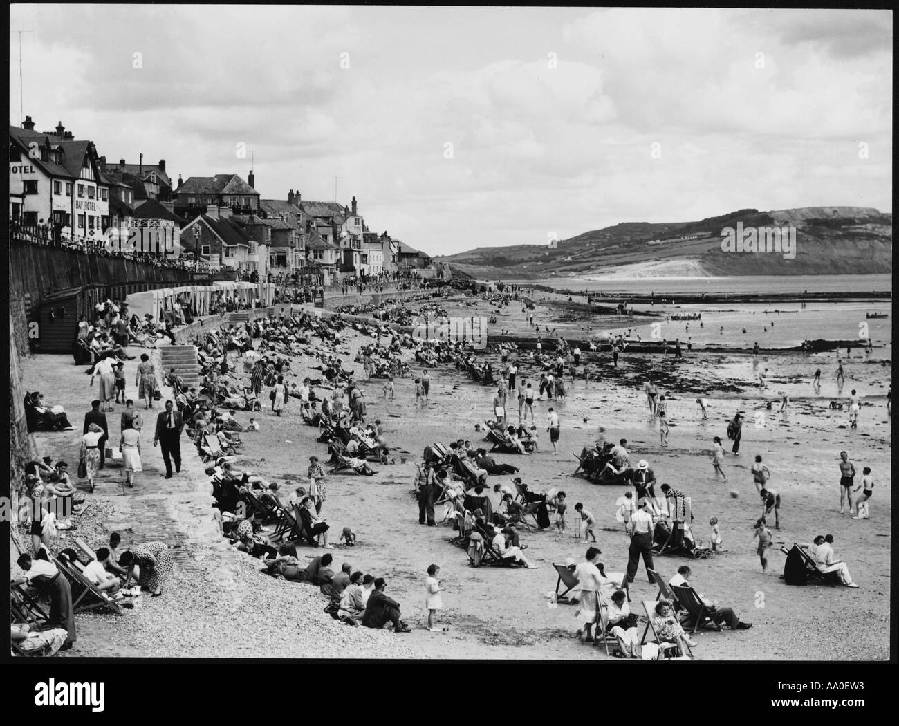 Lyme Regis Beach 1950s Stock Photo