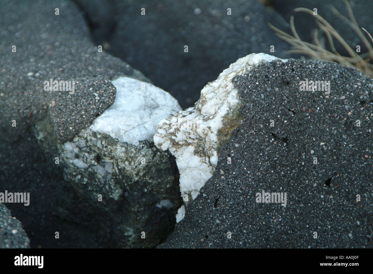 mit teer überzogene steine am elbe seiten kanal with tar covered stones to Elbe seiten channel Stock Photo