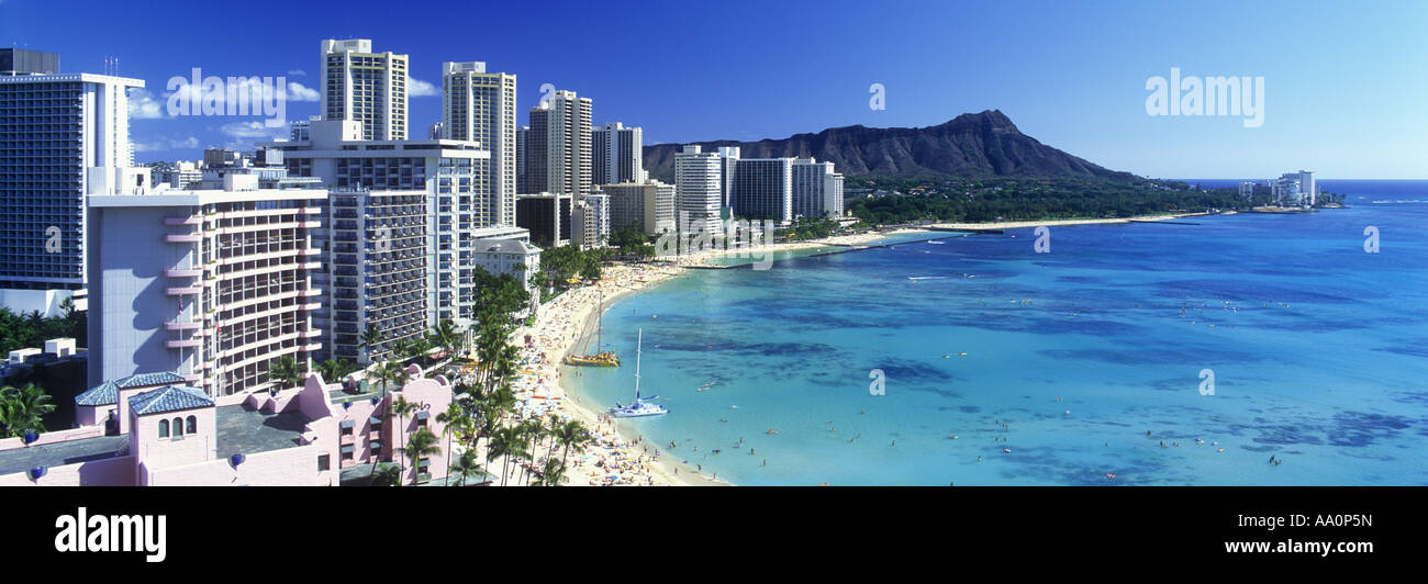 HOTELS WAIKIKI BEACH AND DIAMOND HEAD HONOLULU OAHU HAWAII USA Stock ...