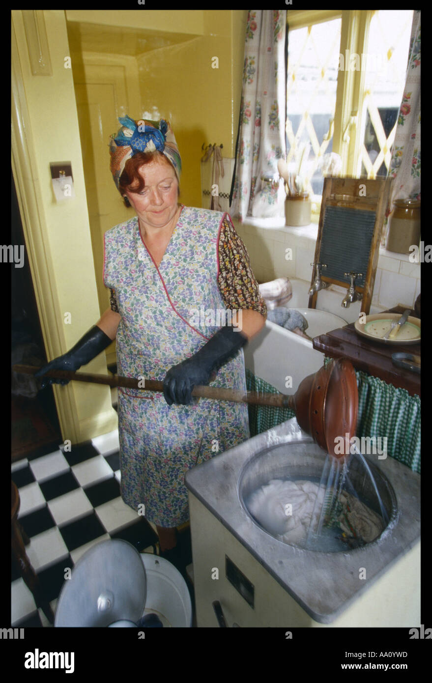 Doing Laundry 1940s Stock Photo