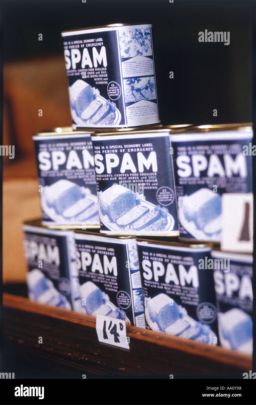 Cans Of Spam 1940s Stock Photo