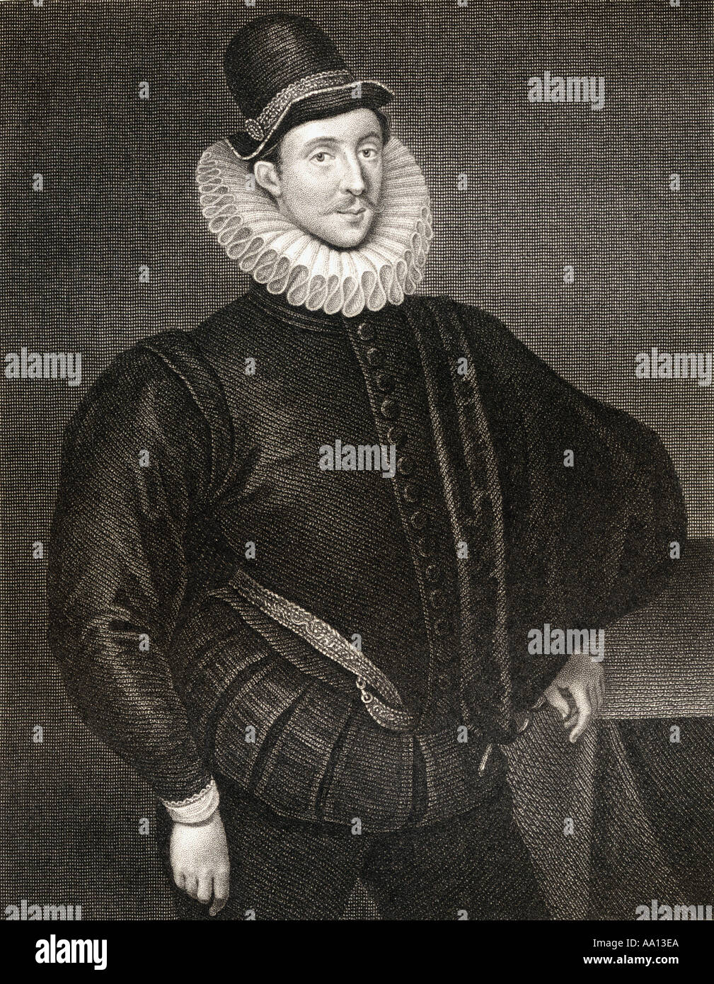 Fulke Greville, 1st Baron Brooke, 1554 to 1628.  English philosophical poet and exponent of a plain style of writing. Stock Photo