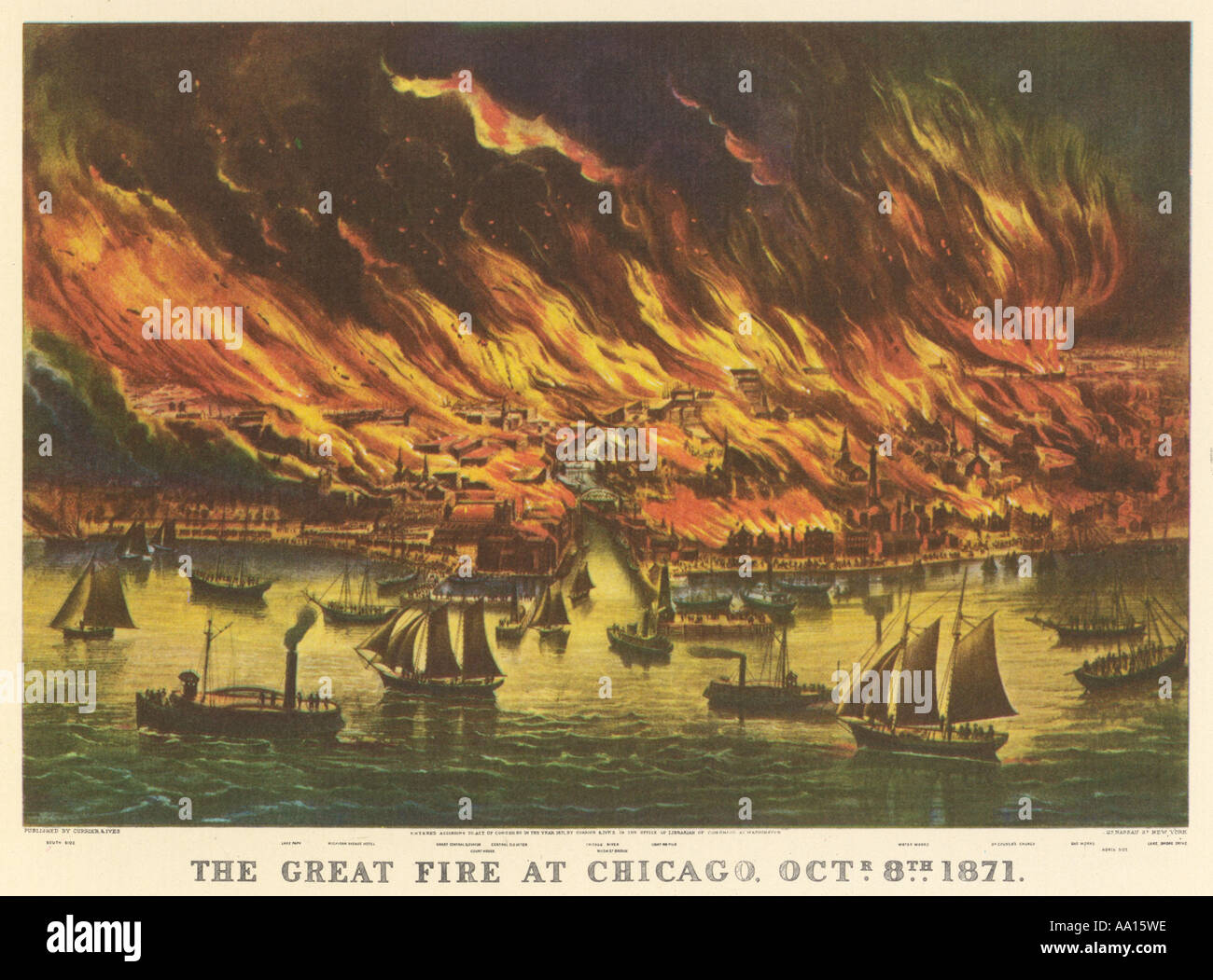 Great Fire Of Chicago Stock Photo