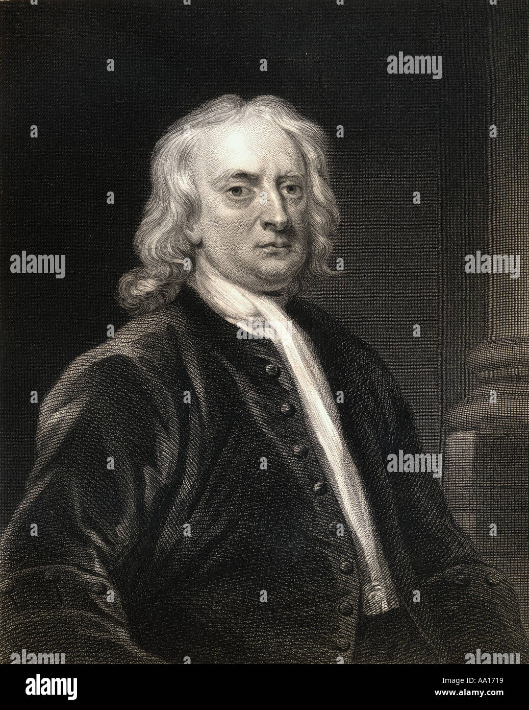 Sir Isaac Newton, 1642 - 1727.  English mathematician, astronomer, theologian, author and physicist Stock Photo