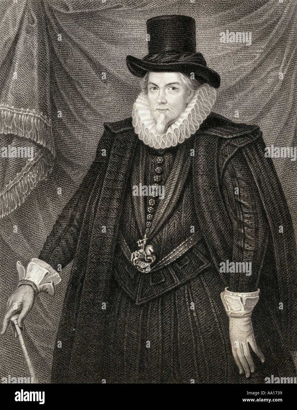 Thomas Cecil, 1st Earl of Exeter, 1542 – 1623, aka Lord Burghley. English politician, courtier and soldier. Stock Photo