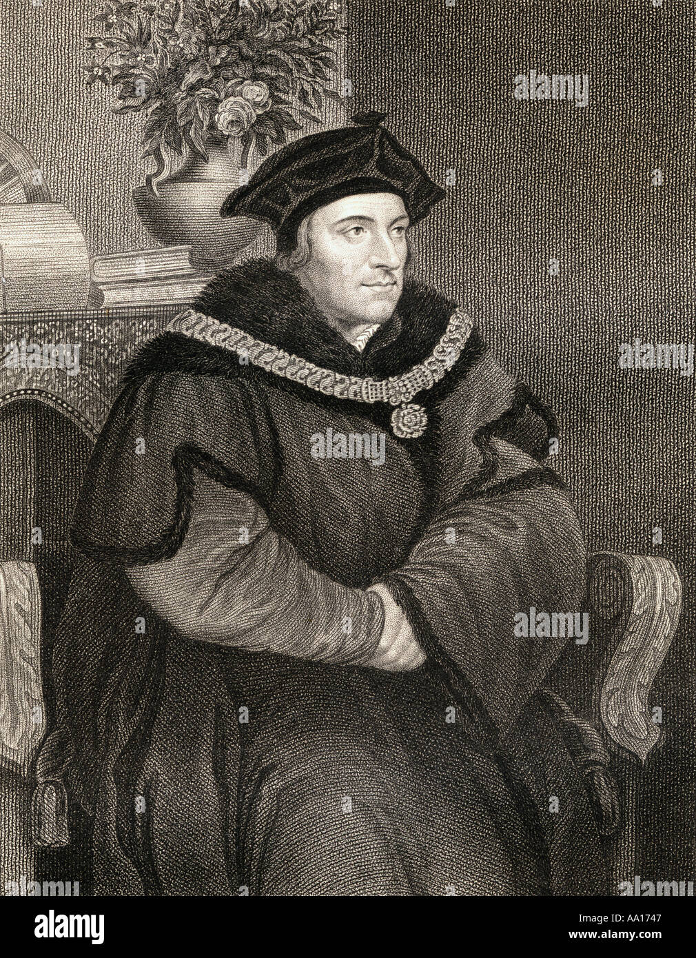 Sir Thomas More, aka Saint Thomas More, 1478 -1535. English lawyer, social philosopher, author, statesman, and noted Renaissance humanist. Stock Photo
