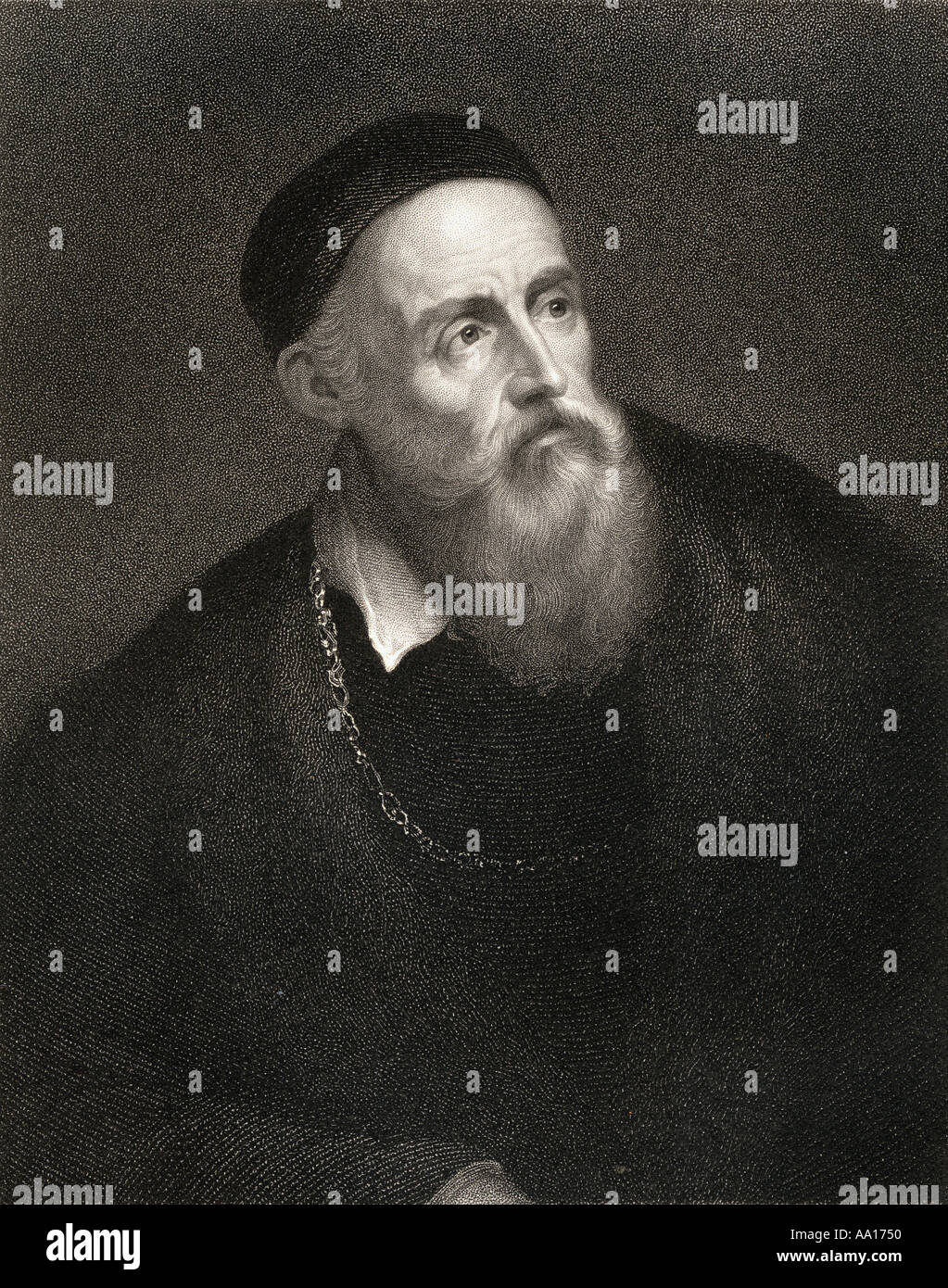 Tiziano Vecelli or Tiziano Vecellio, c. 1488/1490 - 1576, aka Titian. Italian Renaissance artist. Stock Photo