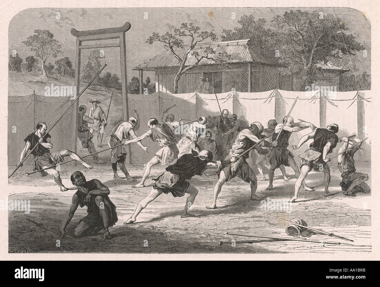 Japanese Staff Fighting Stock Photo Alamy