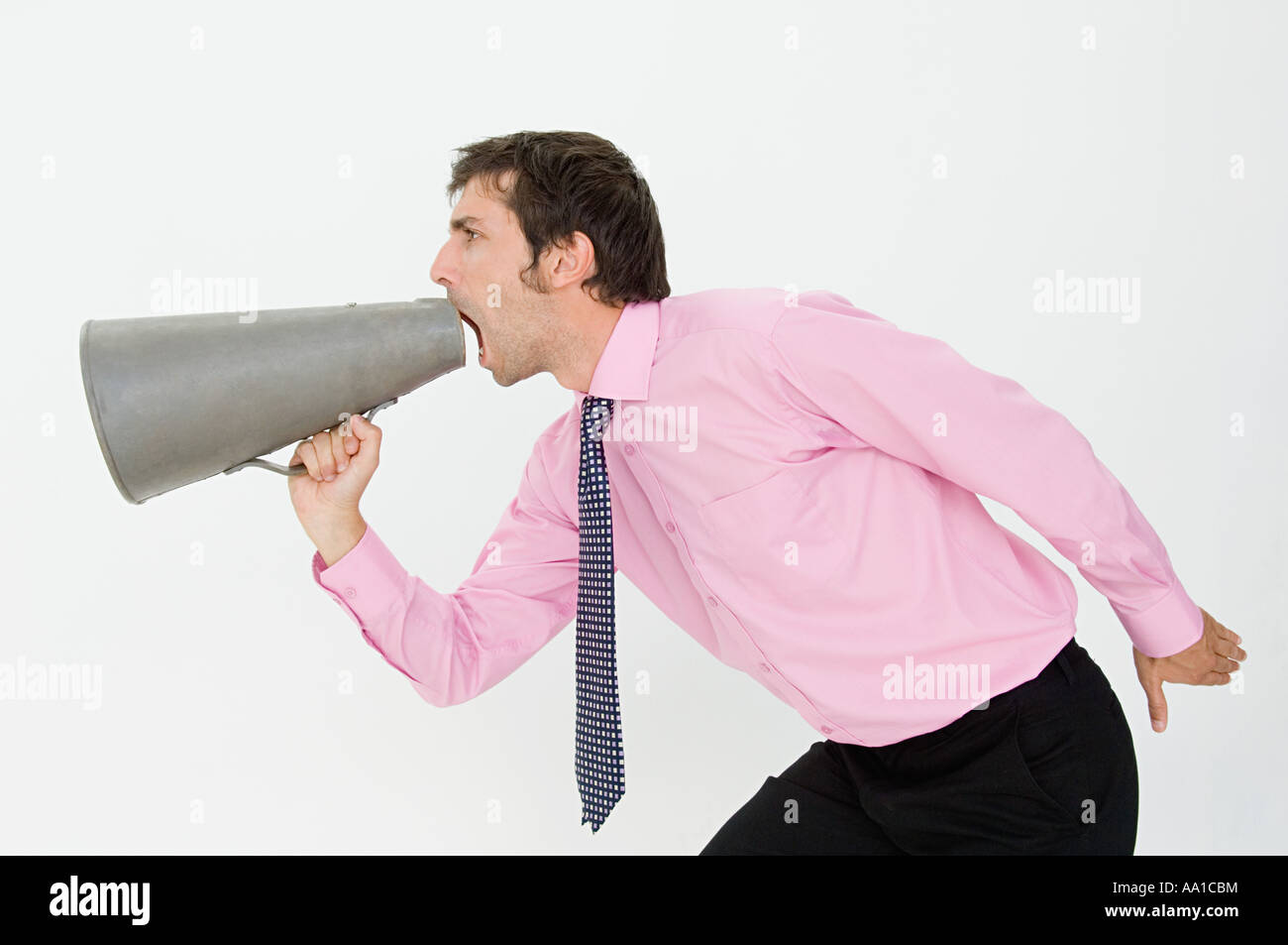 Man using megaphone Stock Photo - Alamy