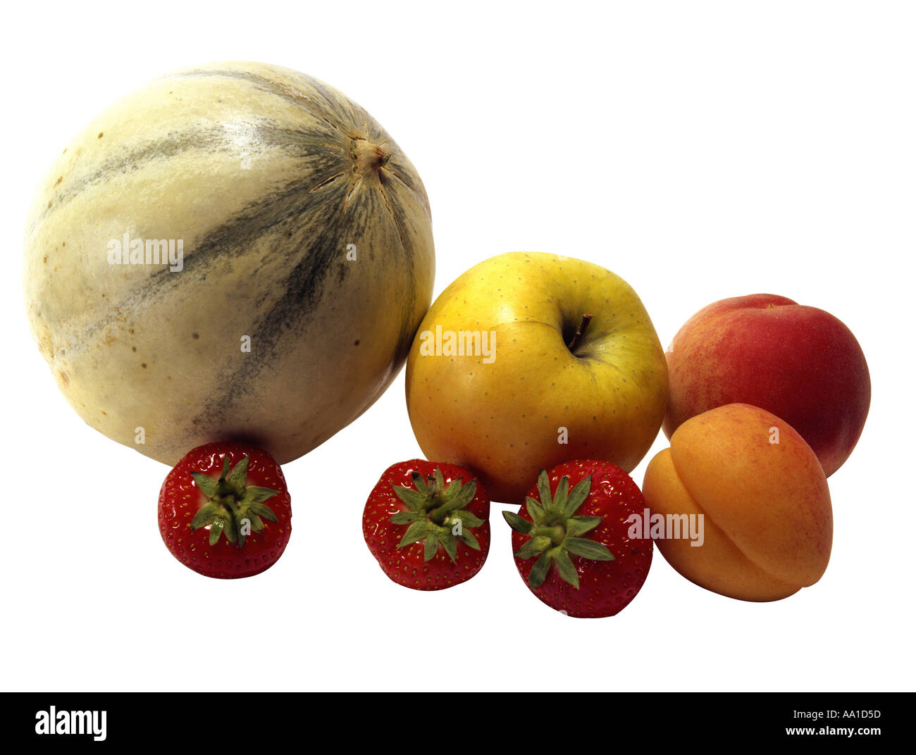 Melon Apple Apricot Strawberry Peach Stock Photo