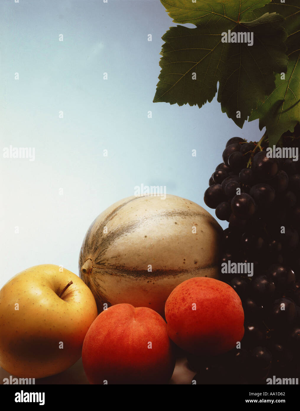 Apple Peaches Melon Stock Photo