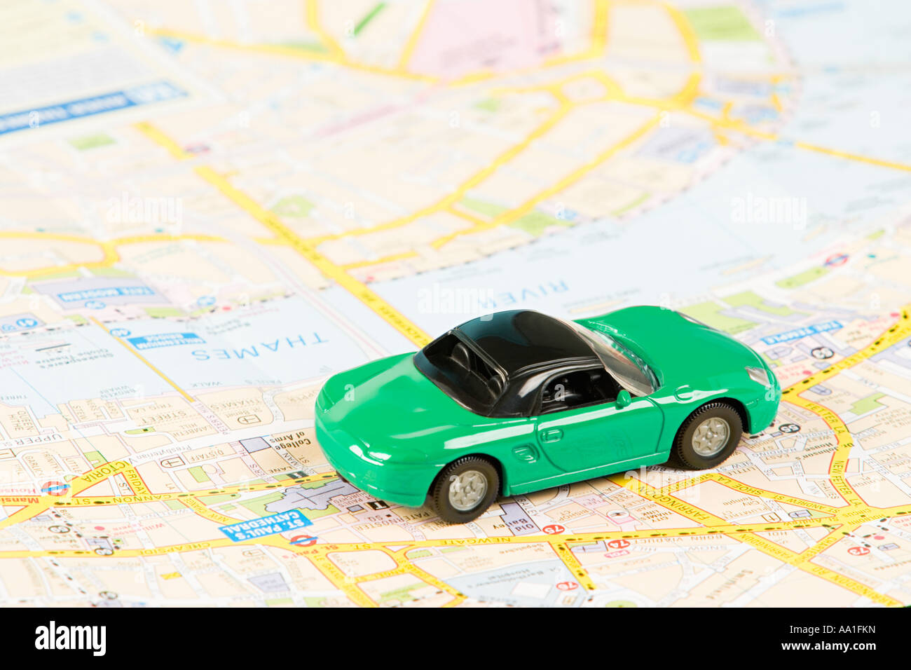 Toy Car On Map Of London Stock Photo Alamy
