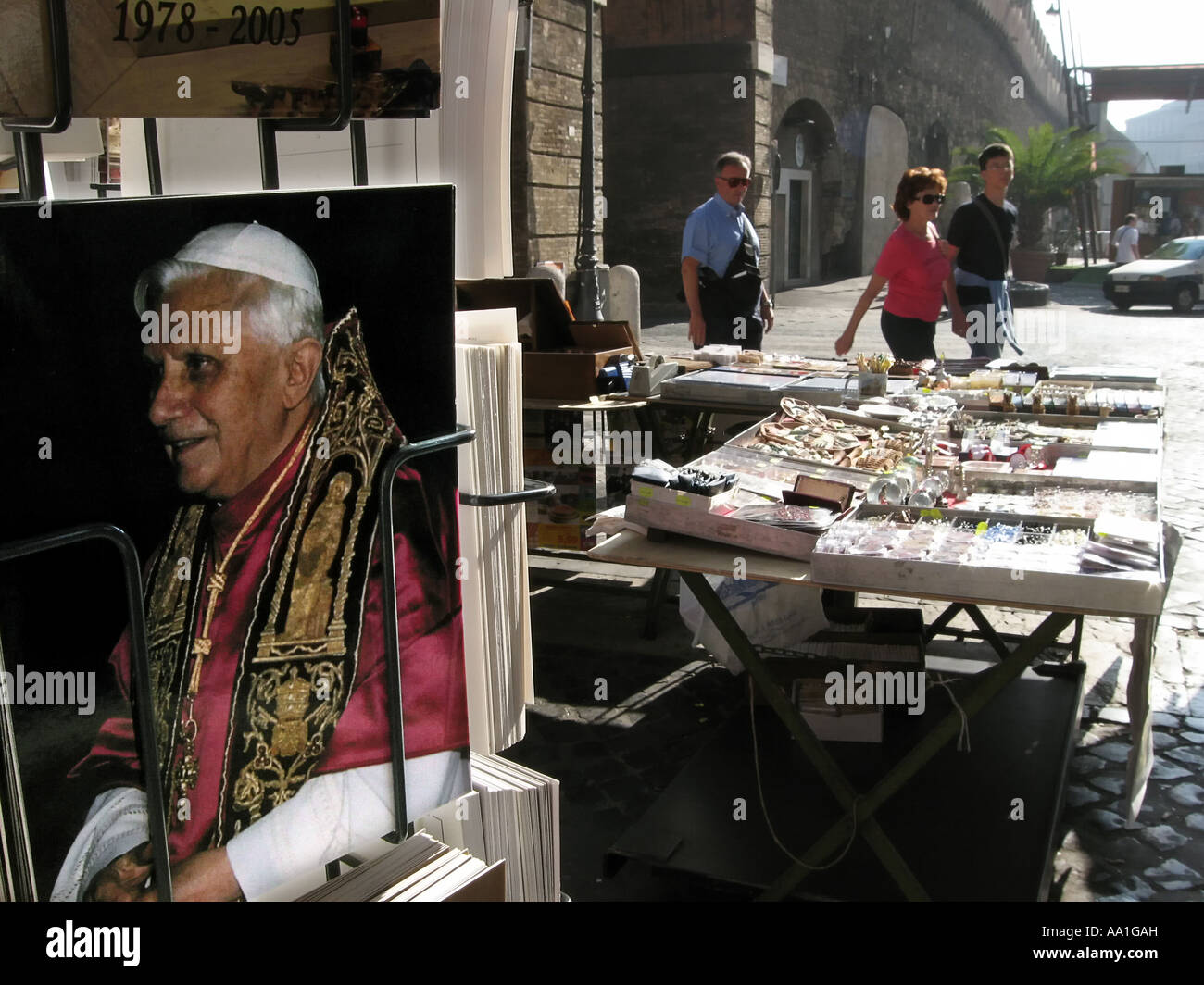 Picture of Pope Benedict on sale on St Peter s square Rome Italy Stock Photo