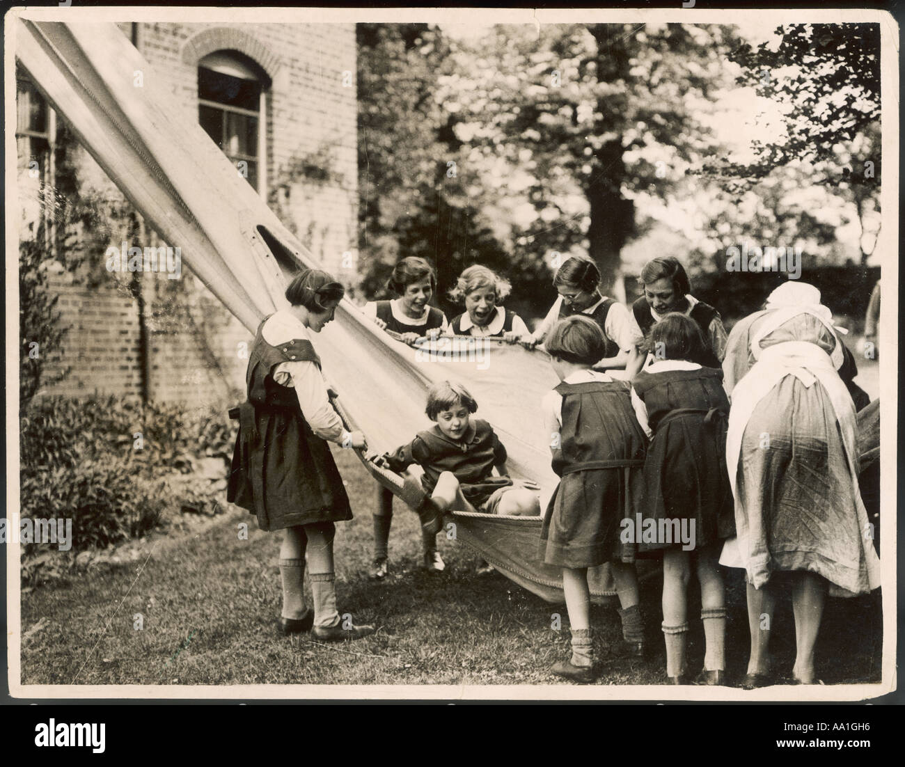 Fire Drill 1930s Stock Photo