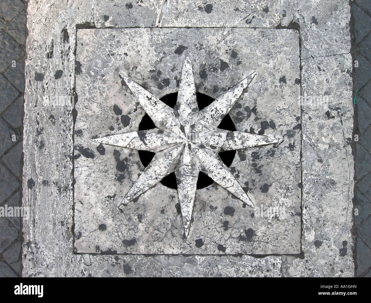 Manhole cover in Rome Italy Stock Photo